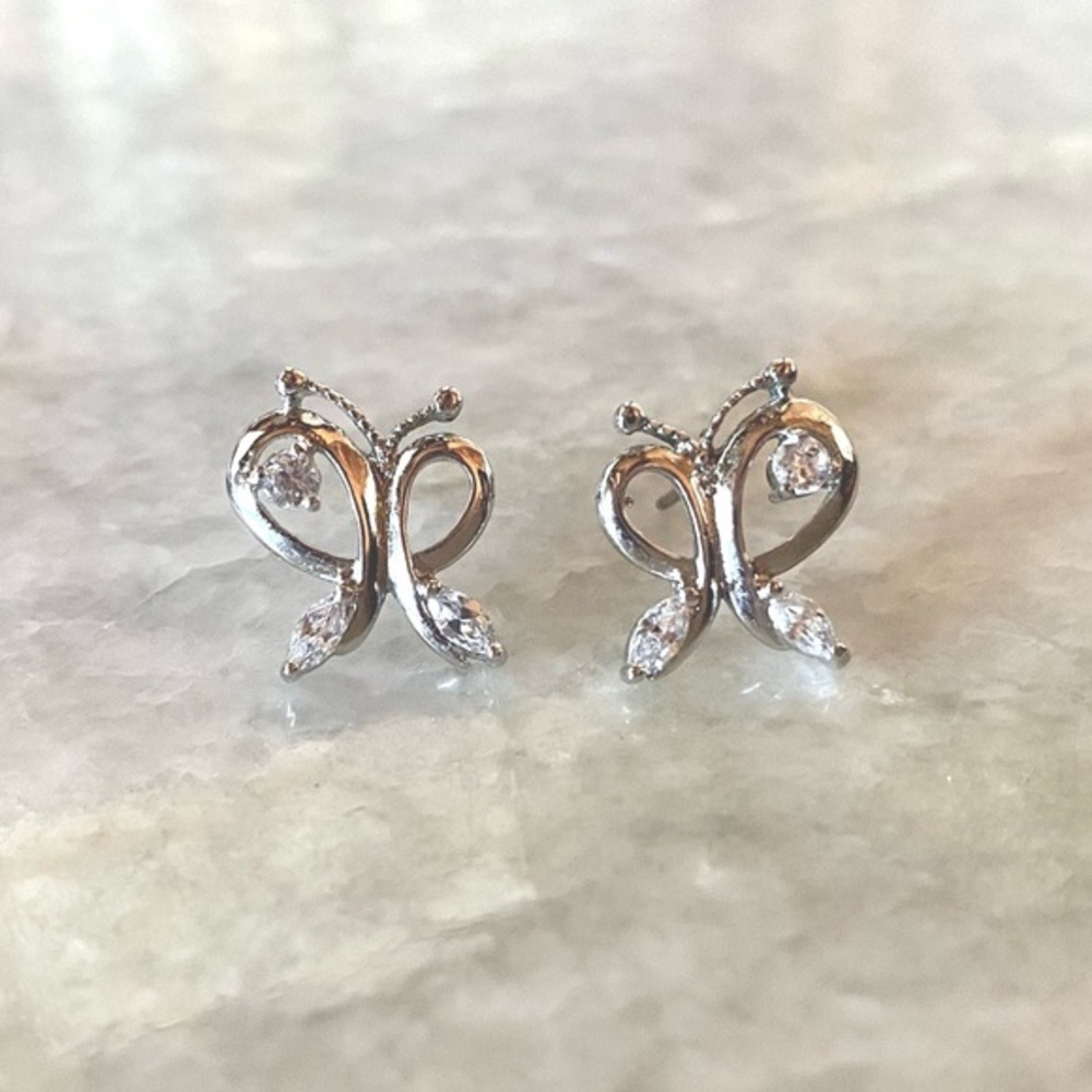 Rhinestone Butterfly Stud Earrings